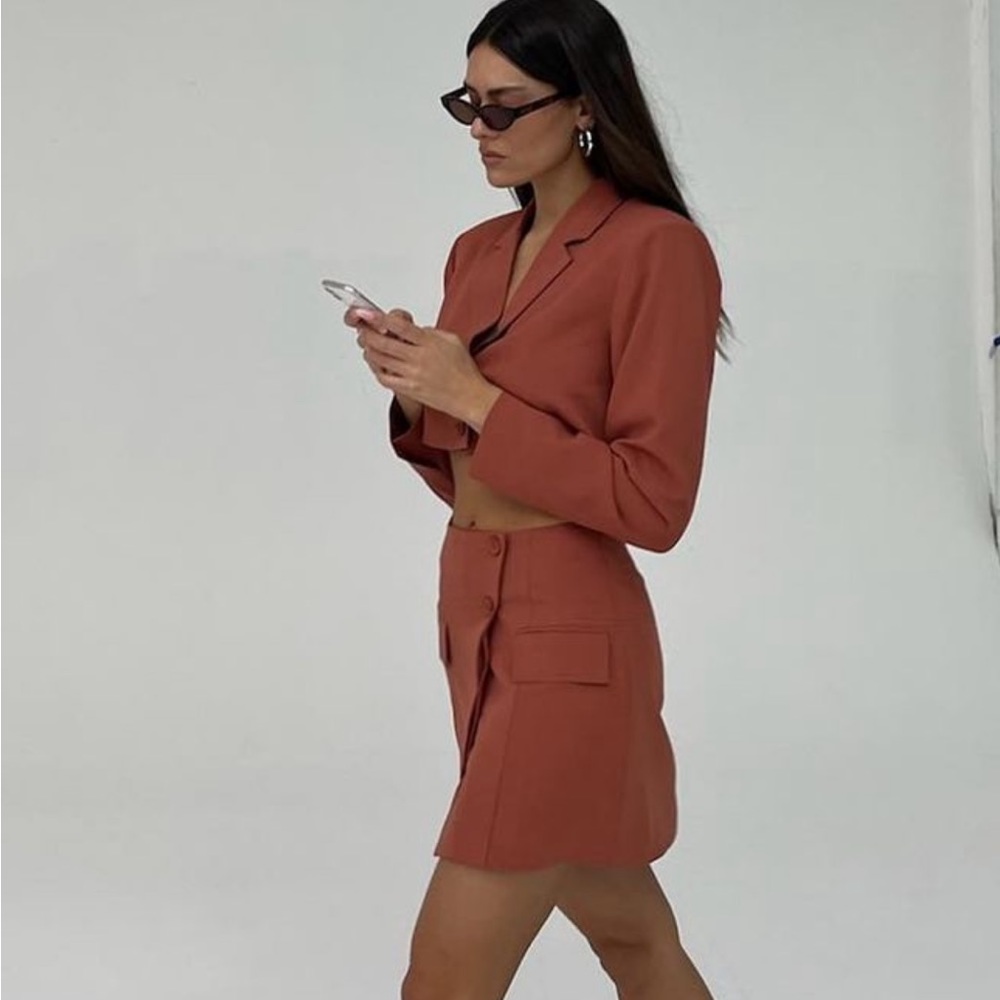 WeWoreWhat cropped blazer and skirt set!